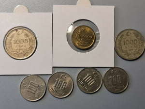 Turkey - Bin Lira - 7 Coins from 1990s & 2000s