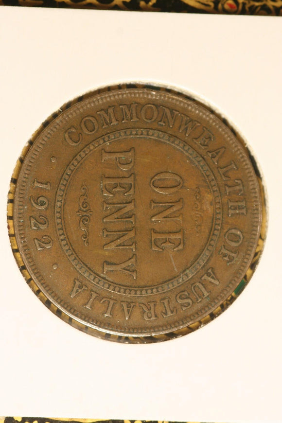 1922 L - Australia Penny - gF. Flat Based Reverse Lettering (R7)