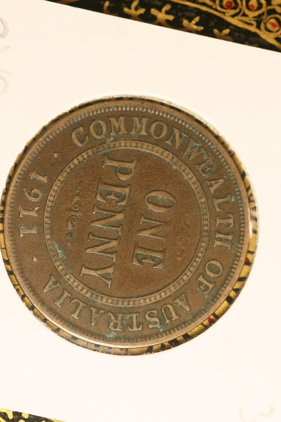 1911 - Australia Penny - aVG / Verdigris