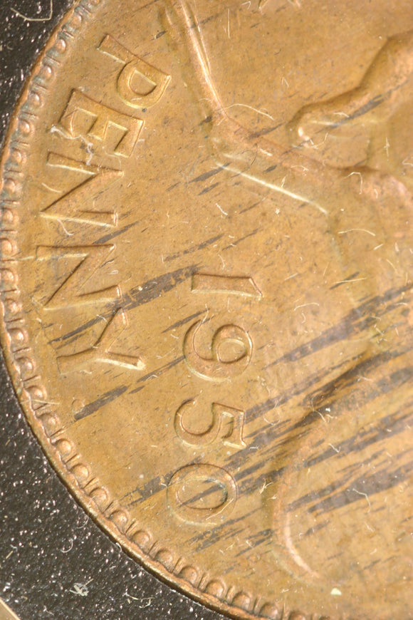 1950 - Y. - Australian Penny - gEF - Light Doubling of '5' and 'P'