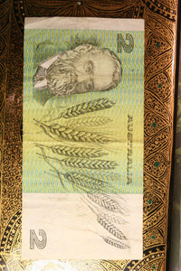 Australian 2 dollar paper note. Johnston / Stone. KFQ Serial.