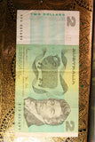 Australian 2 dollar paper note. Johnston / Stone. KFQ Serial.