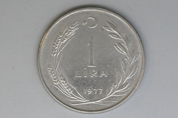 1977 - Turkey - 1 Lira Coin - VF