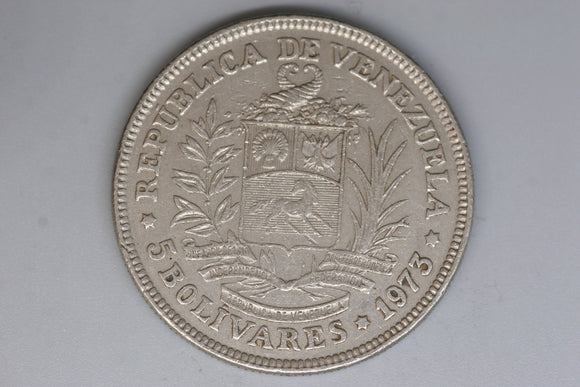 1973 - Venezuela - 5 Bolivares Coin - gF