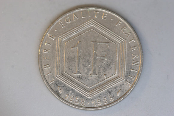 1988 - France - 1 Franc Coin - Charles de Gaulle - VF