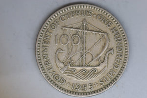 1955 - Cyprus - 100 Mils Coin - VG