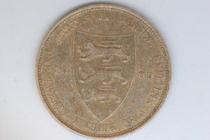 1909 - Jersey - 1/24 (Twenty-fourth) Shilling Coin - Some Corrosion - EF