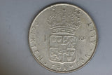 1966 - Sweden - 1 Krona Coin - Silver - VF