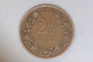 1886 - Netherlands - 2 1/2 Cent Coin - VG