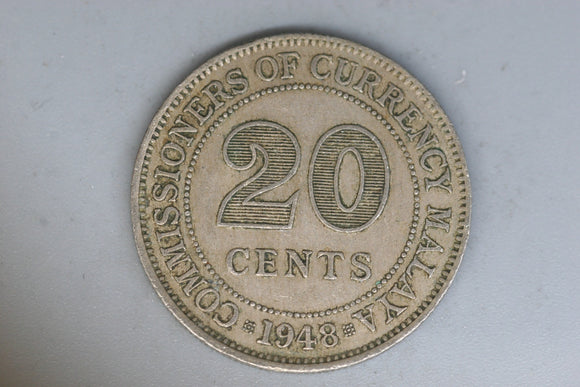 1948 - Malaya - 20 Cents Coin - gF