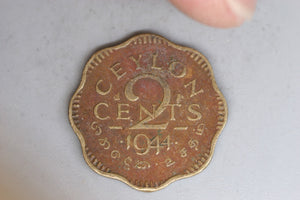 1944 - Ceylon / Sri Lanka - 2 Cent Coin - aVF