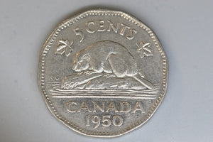 1950 - Canada - 5 Cent Coin - George VI Nickel - EF