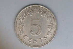 1976 - Malta - 5 Cent Coin - VF