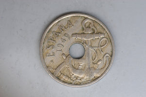 1949 - Spain - 50 Centimos Coin - F