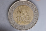 1990 - Portugal - 100 Escudo Coin - Bimetallic - EF / Grotty