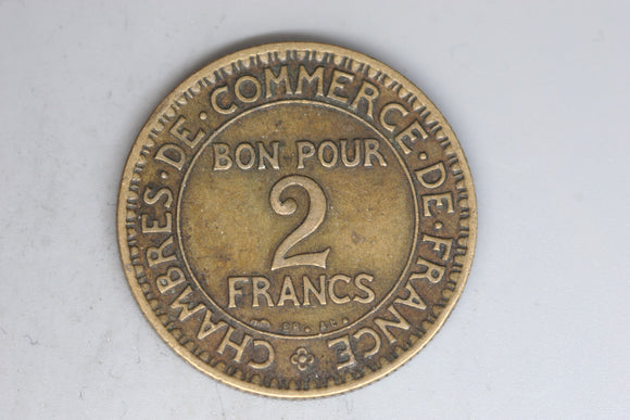 1923 - France - 2 Francs Coin - VF