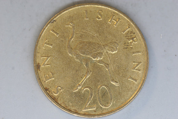 1977 - Tanzania - 20 Senti Coin - EF / Spots of Corrosion