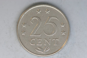 1975 - Netherlands Antilles - 25 Cent Coin - EF