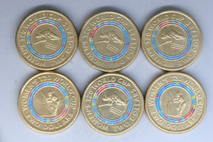 2020 - Australia 2 Dollar Coins * 6 - T20 Womens World Cup - gVF / EF