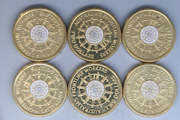 2022 - Australia 2 Dollar Coins * 6 - Frontline Workers - EF to aUNC