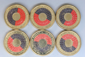 2021 - Australia 2 Dollar Coins * 6 - Aboriginal Flag - EF / gEF