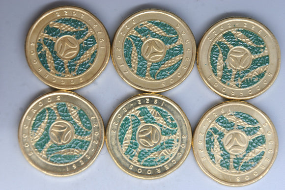 2022 - Australia 2 Dollar Coins * 6 - Socceroos - gEF / aUNC - Bulk