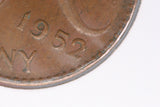 1952 - Y. - Australia Penny - B63A - Pealing Error on Bust - gF / Problem