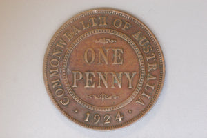 1924 - I - Australia Penny - aF - Indian Obverse, Die Rotation, Diecrack & More