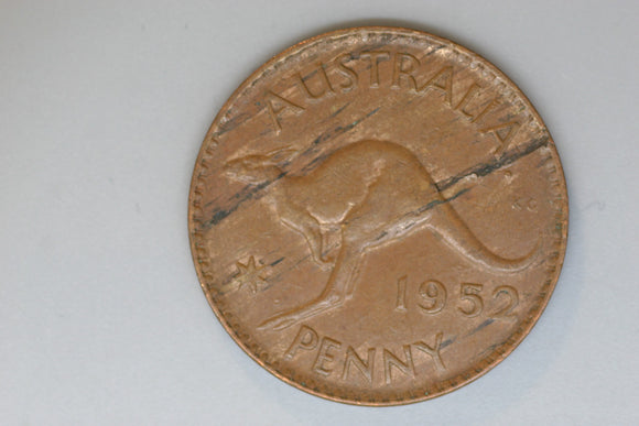 1952 - A. - Australian Penny - gEF - Pealing Errors both sides