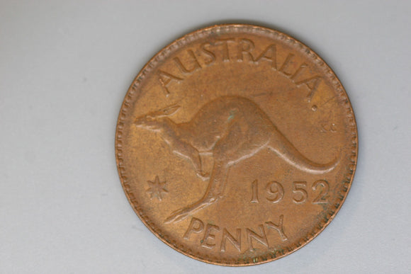 1952 - B63C - Australian Penny - Square Serif - VF / Tiny Spots of Verdigris