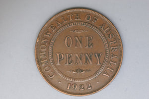 1922 - L - Australian Penny - VF / spots of verdigris