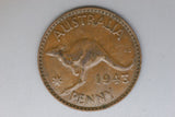 1943 - Y. - Australian Penny - Pealing Error - gVF / Varnished