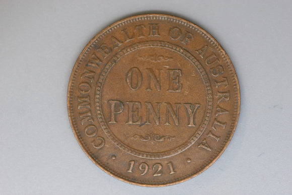 1921 - I - Australian Penny - VF / Some Scratching / Grotty