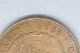 1933 - Australia Penny - Overdate - strong spike B32A - aF / Spot Verdigris