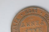 1929 - Australia Halfpenny - Dot above '9' (R6) - Diecrack 'C' - aEF / Verdigris