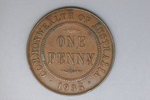 1935 - Australia Penny - 'STR' Doubled - aEF / Problem Coin