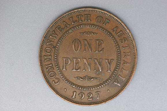 1927 - L - Australian Penny - gVF / Spots of Verdigris