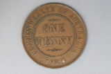 1924 - L - Australian Penny - Filled '4' - VF / Verdigris