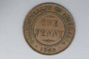 1928 - Australian Penny - Open '2' & '8' - VF / Grotty