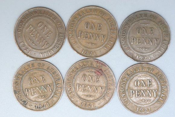 1921 - I - Australia Penny * 6 - aF / Problem - Bulk