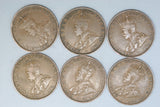 Australia Penny * 6 - 1920 I No Dot, 1921 I, 1922 L, 1922 I, 1923, 1924 L - Bulk