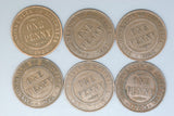 Australia Penny * 6 - 1920 I No Dot, 1921 I, 1922 L, 1922 I, 1923, 1924 L - Bulk