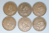 Australia Penny * 6 - 1920 I No Dot, 1921 I, 1922 L, 1922 I, 1923, 1924 L - Bulk