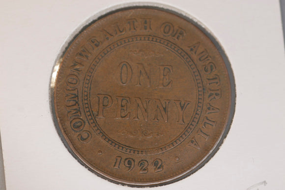 1922 - I - Australia Penny - India Mint - F