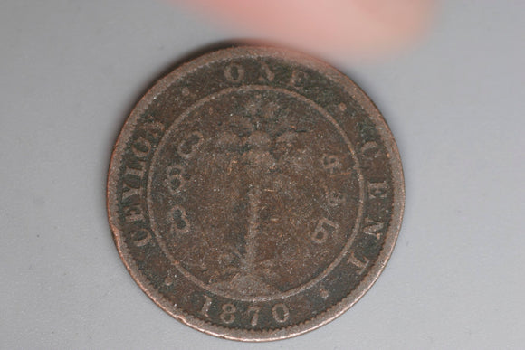 1870 - Ceylon / Sri Lanka - 1 Cent Coin - G