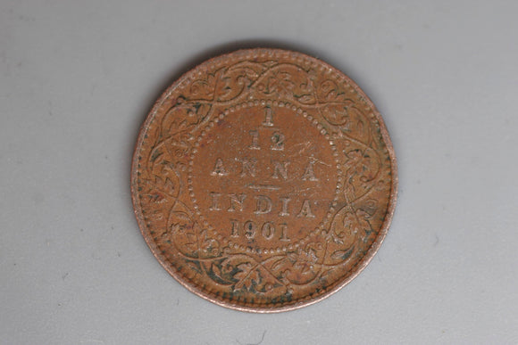 1901 - India - 1/12th Anna (Twelfth) Coin - F