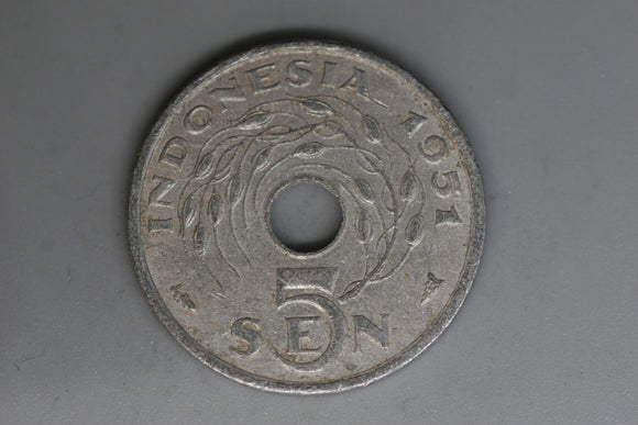 1951 - Indinesia - 5 Sen Coin - F