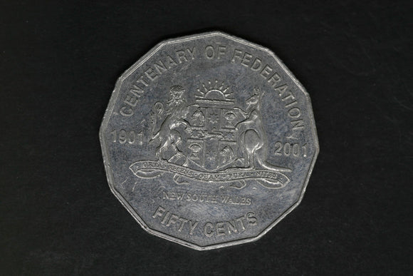 2001 - Australian 50 Cent Coin - Centenary of Federation - NSW - gEF