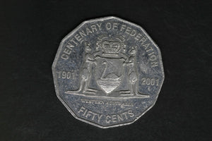 2001 - Australian 50 Cent Coin - Centenary of Federation - WA - gEF