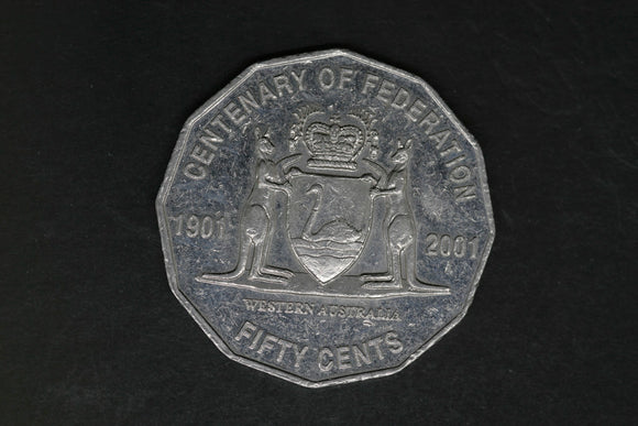 2001 - Australian 50 Cent Coin - Centenary of Federation - WA - gEF